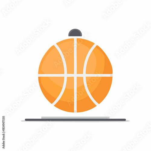 Basketball themed bell buzzer icon for sports game notification or competition start