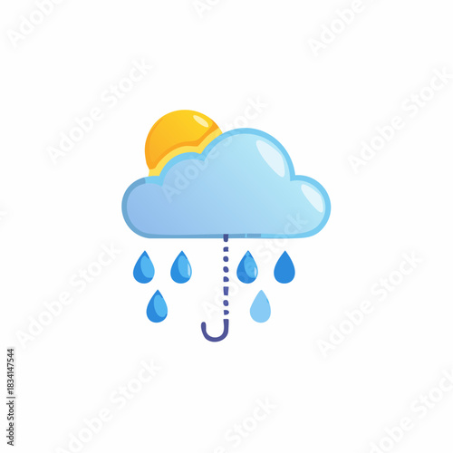 Sunny interval with rain shower and umbrella icon