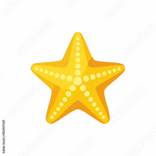 Bright yellow orange starfish flat design vector illustration marine life