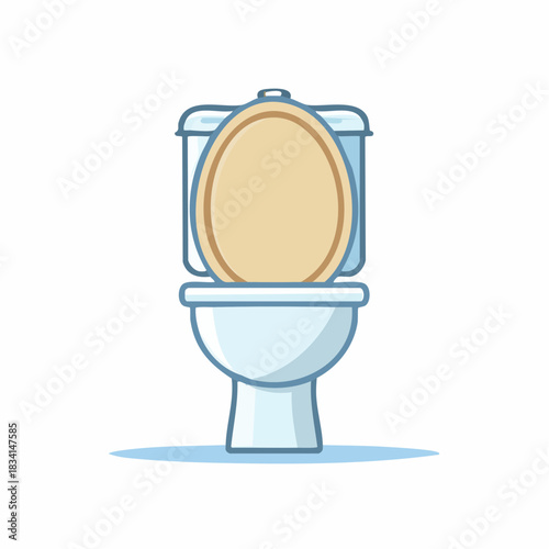 Cartoon restroom toilet with open lid in a public washroom in a house apartment