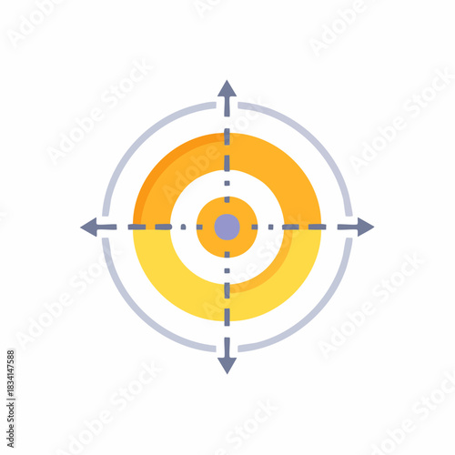 Achieving Business Goals Target Icon with Bullseye and Strategic Aiming Crosshair Symbol