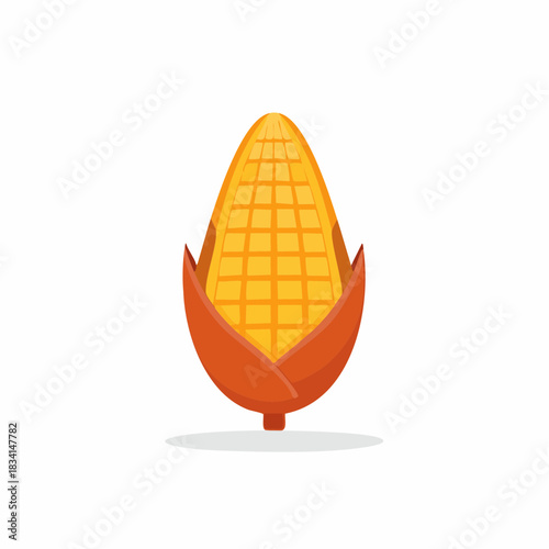 Delicious yellow corn on the cob flat design vector illustration agricultural ingredient