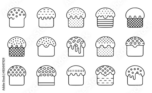Collection of Stylized Easter Bread Icons with Various Toppings