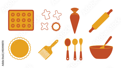 vector set of kitchen utensils and tools illustration
