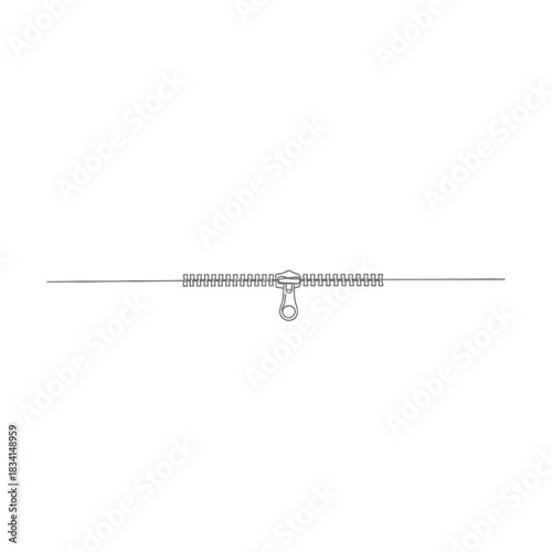 Horizontal zipper fastener minimal line design vector illustration
