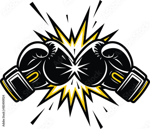 Black Boxing Gloves Collide With Yellow Burst fight