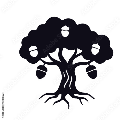 acron,Forest,Tree Nut icon black and white vector design 