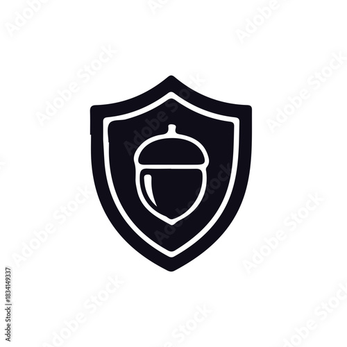 acron,Forest,Tree Nut icon black and white vector design 