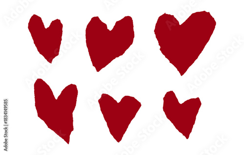 Red Torn Craft paper Heart. Decor Collage Element