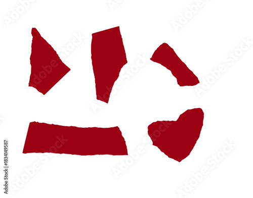 Red Torn Craft paper Heart. Decor Collage Element