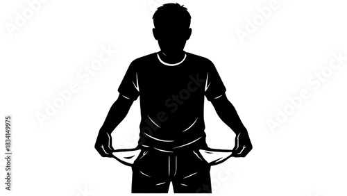 Man with empty pockets financial trouble concept illustration