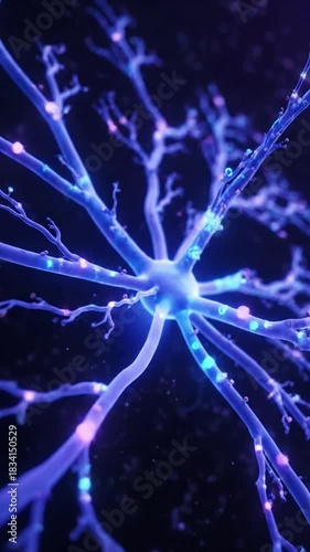 Cerebral synapse connections forming with Artificial intelligence (AI) brain animation. effect technology innovation style featuring