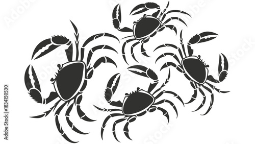 Black and white crab vector illustration seafood ocean animal