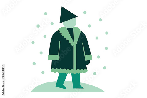 Geometric Winter Fashion. Stylish Winter Outfit. Flat minimalist vector illustration of a Stylish Winter