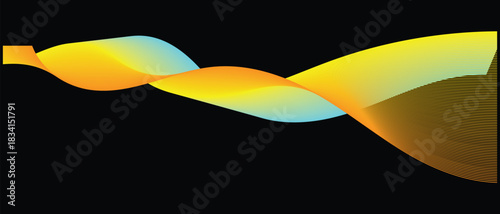 Set of abstract background on black background. Curved and twisted gradients forms. Abstract wave technology background. Vector illustration.