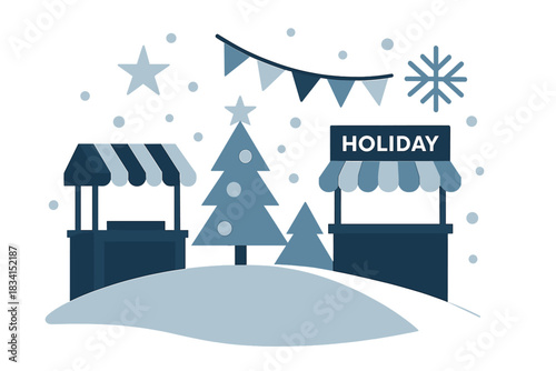 Holiday Fairground Magic. Holiday Fairground. Flat minimalist vector illustration of a Holiday Fairground.