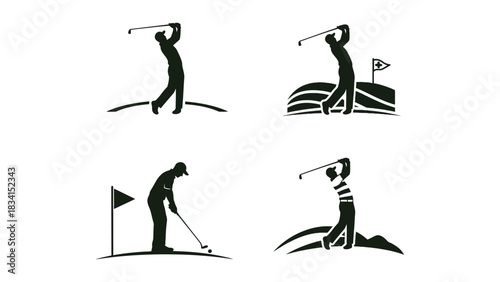 Golf swing silhouette collection vector design illustration