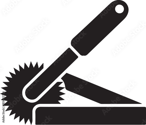 Serrated tracing wheel vector icon used for pattern marking and transferring lines onto fabric or paper