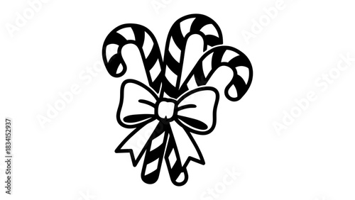 Christmas candy canes with bow vector illustration design