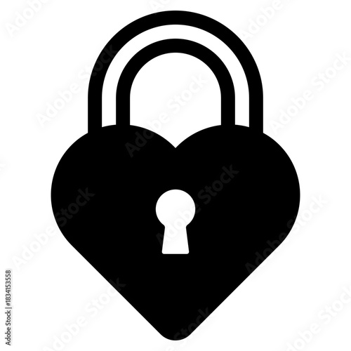 lock with love heart shape icon