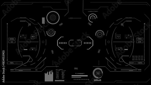 Advanced Sci-Fi HUD Interface — Tactical Monitoring Dashboard with Data Visualizations