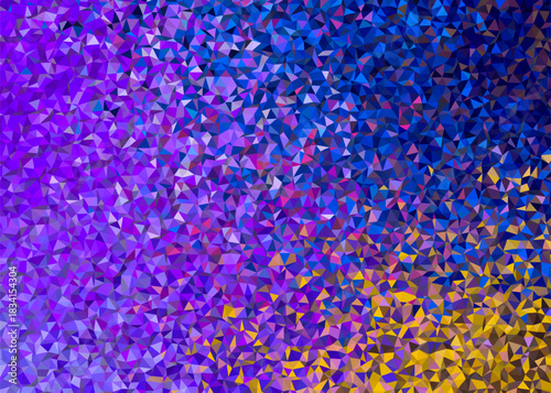 Colorful mosaic of triangles with an abstract dynamic motion, creating a textured surface