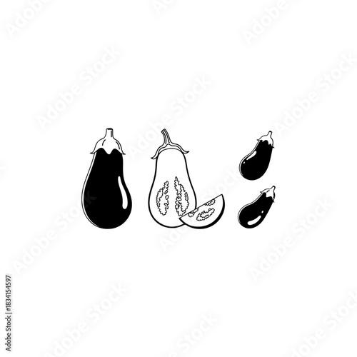 Eggplant illustrations isolated on transparent background