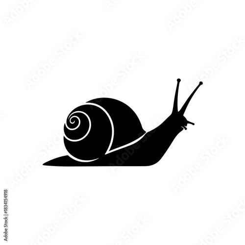 Simple silhouette vector illustration of a snail moving forward