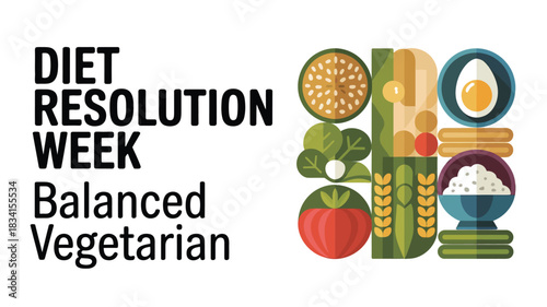 Diet Resolution Week Healthy Eating Vegetable Nutrition Illustration