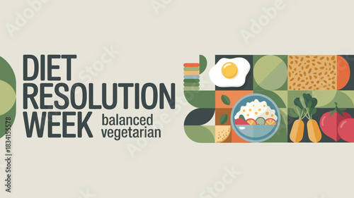 Diet Resolution Week Healthy Eating Vegetable Nutrition Illustration