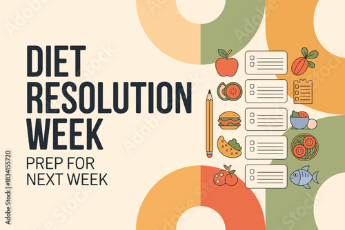 Diet Resolution Week Healthy Eating Vegetable Nutrition Illustration