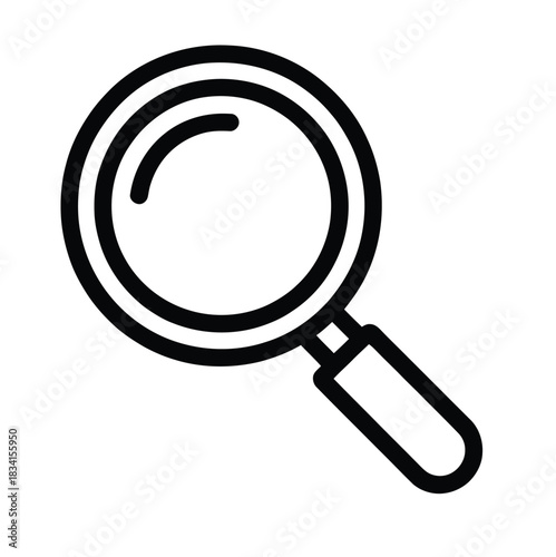 Magnifying glass search icon for digital interface design element.