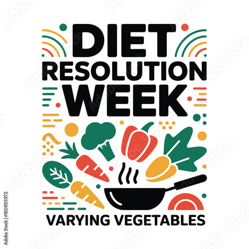 Diet Resolution Week Healthy Eating Vegetable Nutrition Illustration