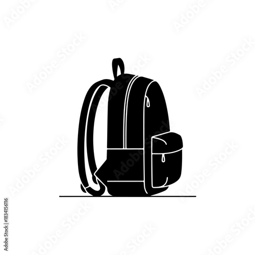 Black backpack icon isolated on transparent background