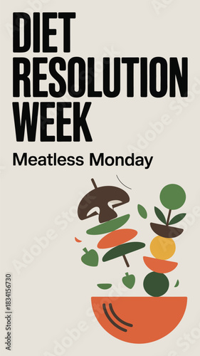 Diet Resolution Week Healthy Eating Vegetable Nutrition Illustration