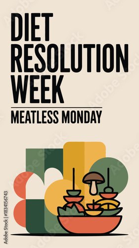 Diet Resolution Week Healthy Eating Vegetable Nutrition Illustration