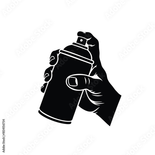 Hand holding aerosol spray can graffiti icon vector illusration