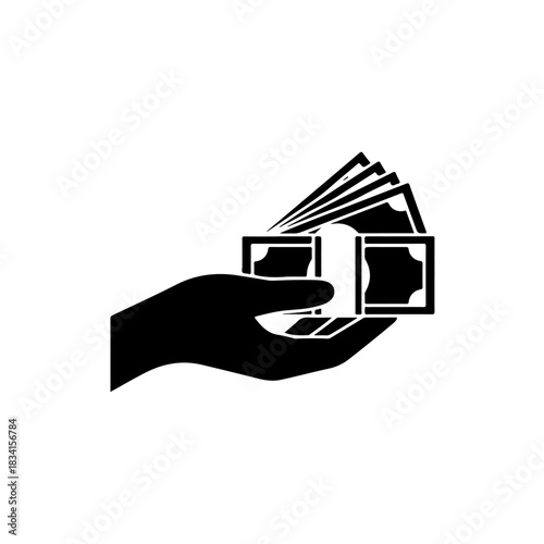 Hand holding money isolated on transparent background