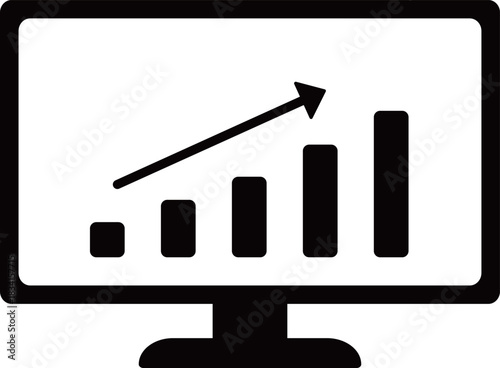 右肩上がりのグラフのアイコン　モノトーン