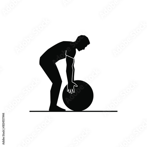 Man lifting heavy atlas stone gym art vector illusration