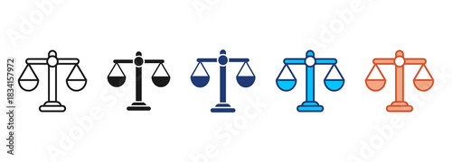 Justice Scale Icon Set Multiple Style Collection