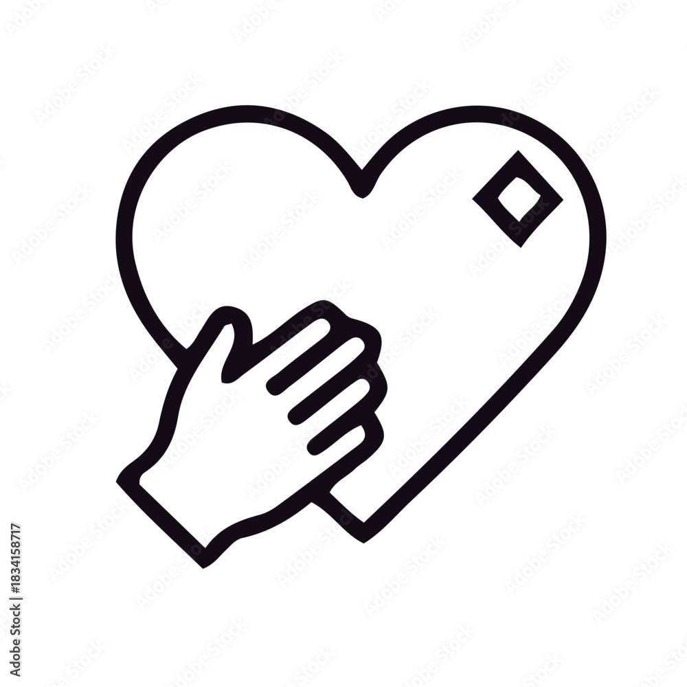 Fototapeta premium heart icon black and white vector design 