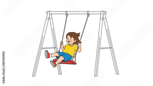 Illustration of a cheerful child on a swing set enjoying outdoor play, concept Whisk_6a8be3712713bb3ae734502b51c92a16dr