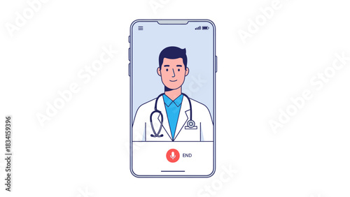 Online Medical Consultation on Smartphone Screen with Doctor Providing Telemedicine Service for Remote Healthcare and Digital Wellness Support