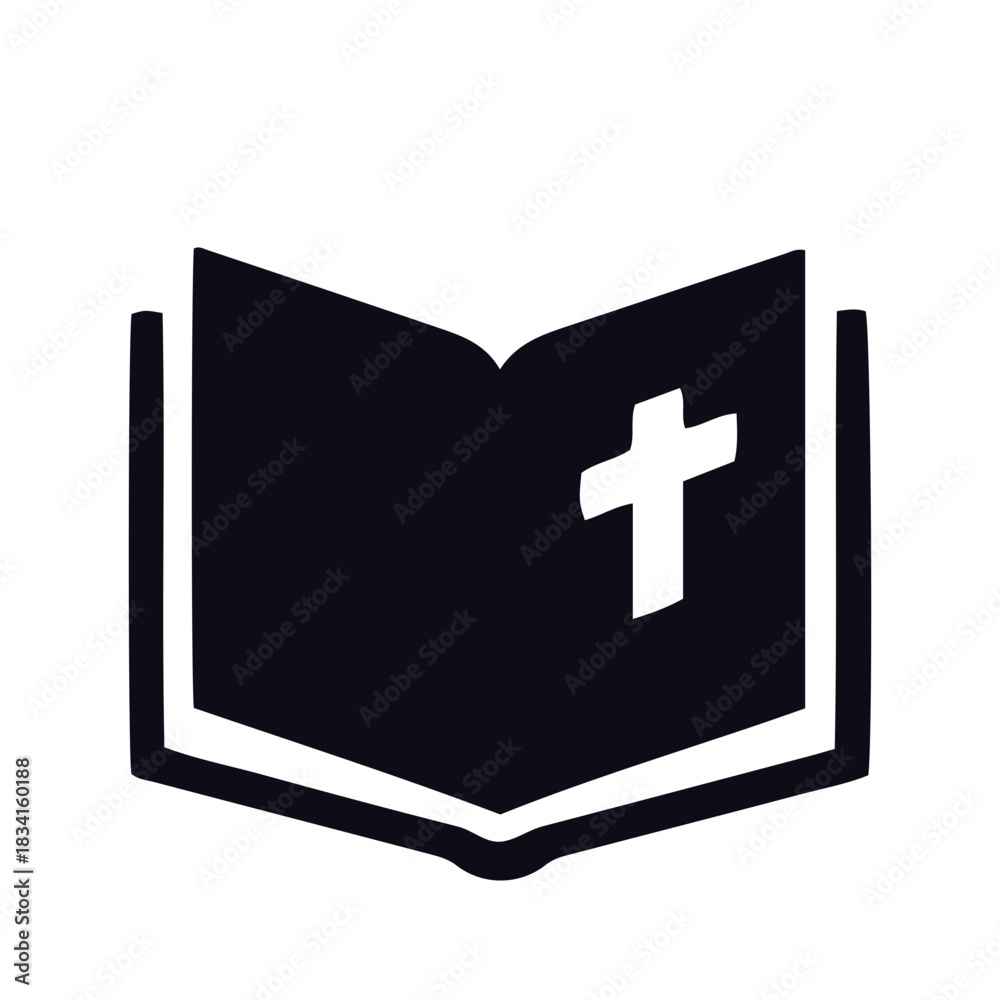 Fototapeta premium Religious,spiritual, belief cross Symbol Icon black and white vector design 