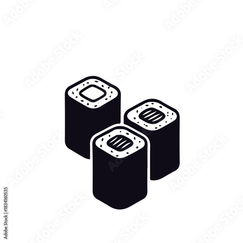 shushi icon black and white vector design 