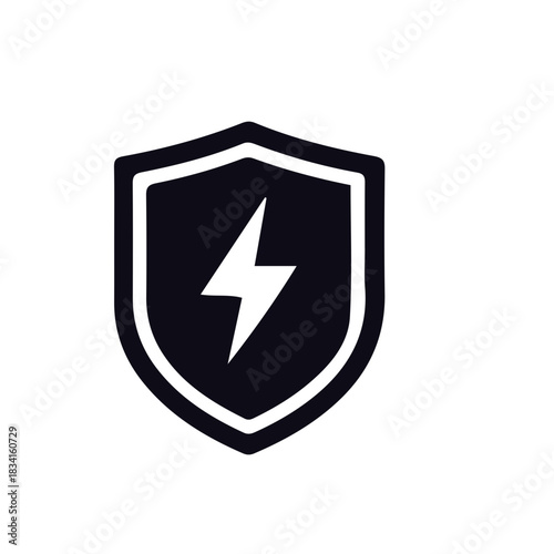  Electricity,battery power Icon black and white vector design 
