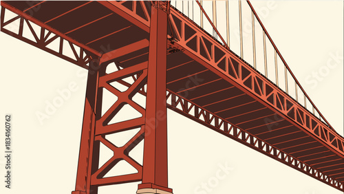 Golden gate bridge shines brightly in this architectural view, symbolizing san franciscos iconic span. Suitable for travel websites and magazines.