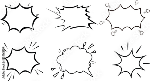 Comic Speech Bubble Vector Illustration with Different Shapes