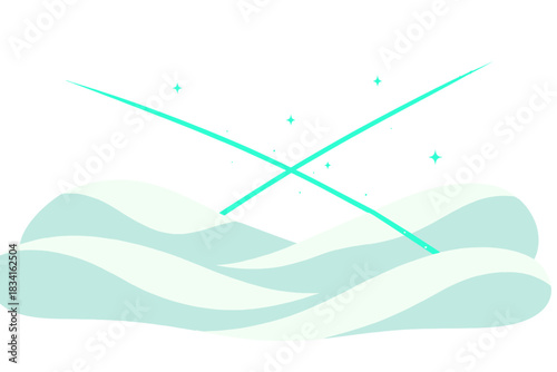 Snowfield Light Paths. Snowfield Glow Paths. Flat minimalist vector illustration of Snowfield Glow Paths.